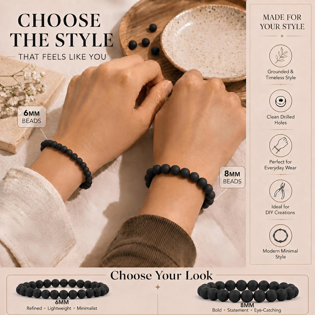 Black Agate (Matte) Round Beads, 100 pcs