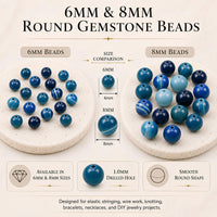 Lace Agate (Blue) Round Beads, 100 pcs