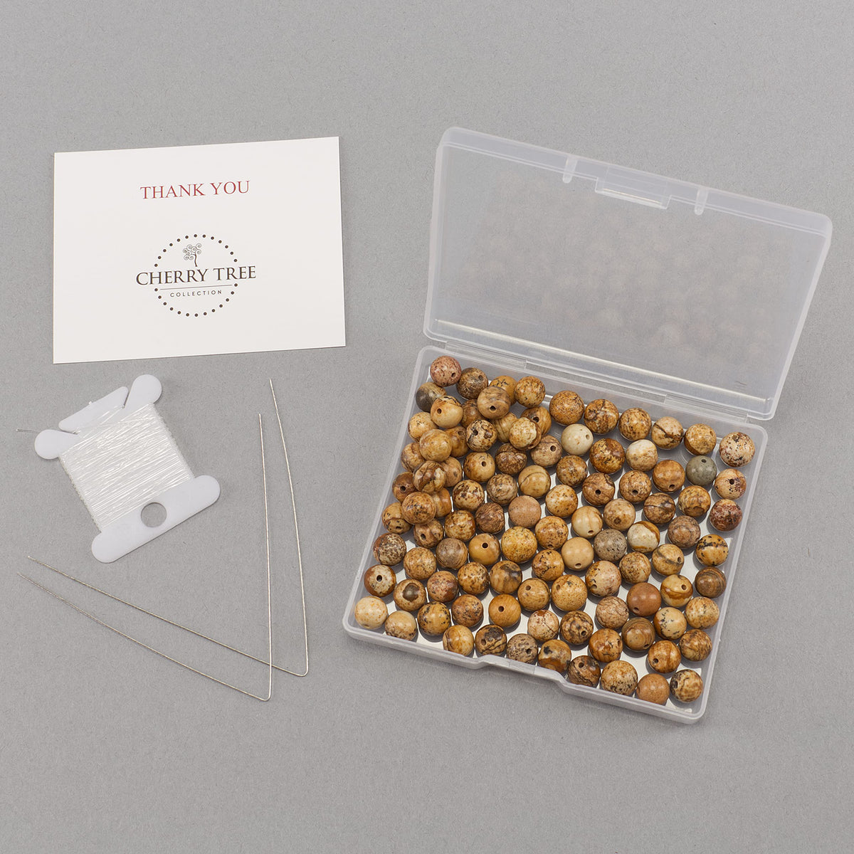 Picture Jasper Round Beads, 100 pcs