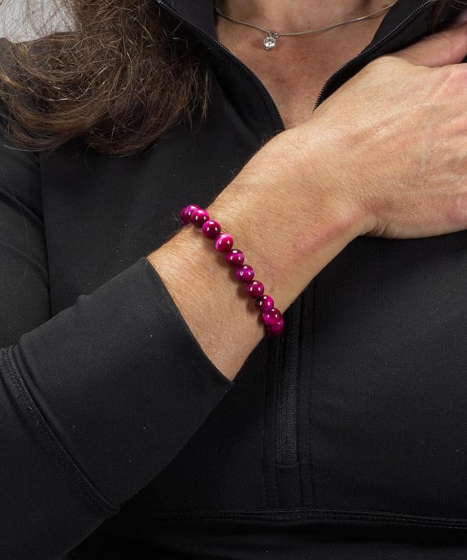 Cherry Tree Collection | Stretch Bracelet | 8mm Beads (Pink Tiger's Eye)