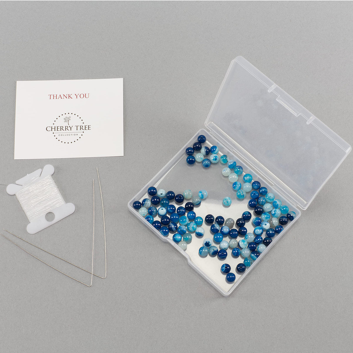 Lace Agate (Blue) Round Beads, 100 pcs