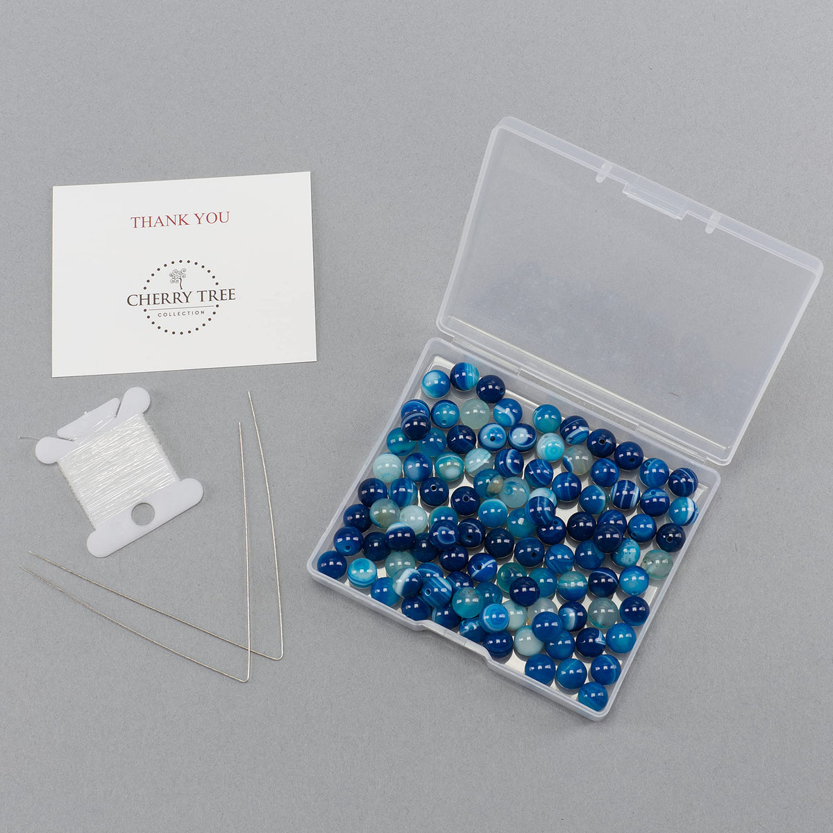 Lace Agate (Blue) Round Beads, 100 pcs