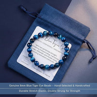 Cherry Tree Collection | Stretch Bracelet | 8mm Beads (Jade Blue Tiger's Eye)