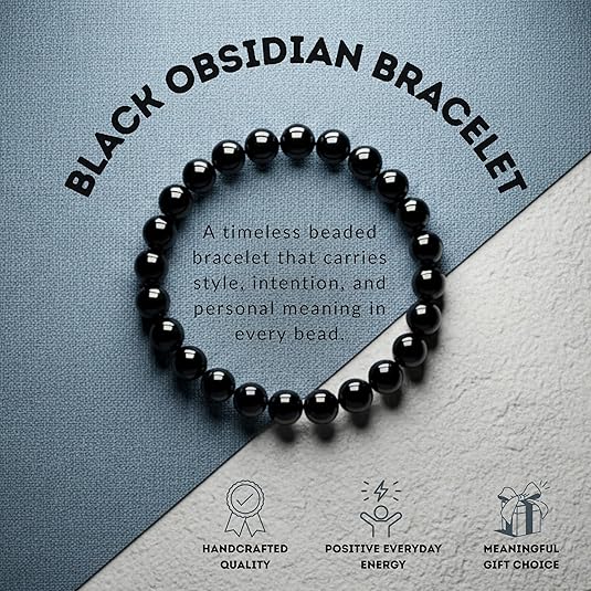 Cherry Tree Collection | Stretch Bracelet | 6mm Beads (Black Obsidian)