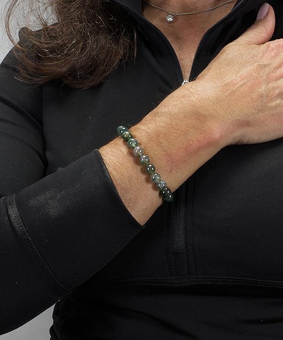 Cherry Tree Collection | Stretch Bracelet | 8mm Beads (Moss Agate)