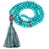 Cherry Tree Collection | Mala Necklace | 108 Hand-Knotted 8mm Round Beads (Tibetan Turquoise Howlite)