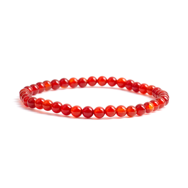 Stretch Bracelet | 4mm Beads (Deep Orange - Red Agate)