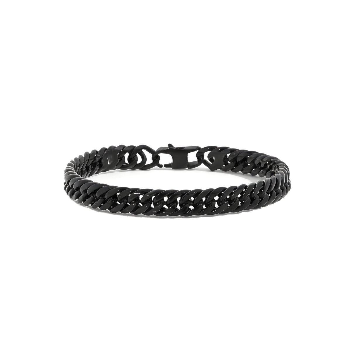 Stainless Steel Cuban Link Chain Bracelet - Black