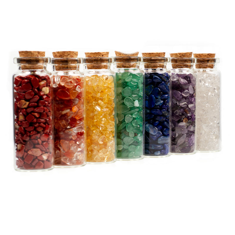 Mini Crystal Chips Bottles - Set of 7 Chakra Stones