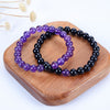 Couples Distance Stretch Bracelets | 8mm Beads (Black Agate and Amethyst)