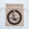 Mala Bracelet | 8mm Beads, Guru Bead, Durable Nylon Cord | Adjustable Length (Black Agate )