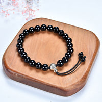 Mala Bracelet | 8mm Beads, Guru Bead, Durable Nylon Cord | Adjustable Length (Black Tourmaline )