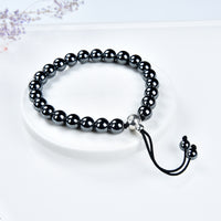 Mala Bracelet | 8mm Beads, Guru Bead, Durable Nylon Cord | Adjustable Length (Hematite )