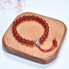 Mala Bracelet | 8mm Beads, Guru Bead, Durable Nylon Cord | Adjustable Length (Deep Orange - Red Agate )