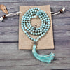 Mala Necklace | 108 Hand-Knotted 8mm Round Beads (Amazonite)