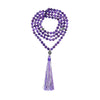 Mala Necklace | 108 Hand-Knotted 8mm Round Beads (Amethyst)