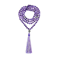 Cherry Tree Collection | Mala Necklace | 108 Hand-Knotted 8mm Round Beads (Amethyst)