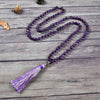 Mala Necklace | 108 Hand-Knotted 8mm Round Beads (Amethyst)