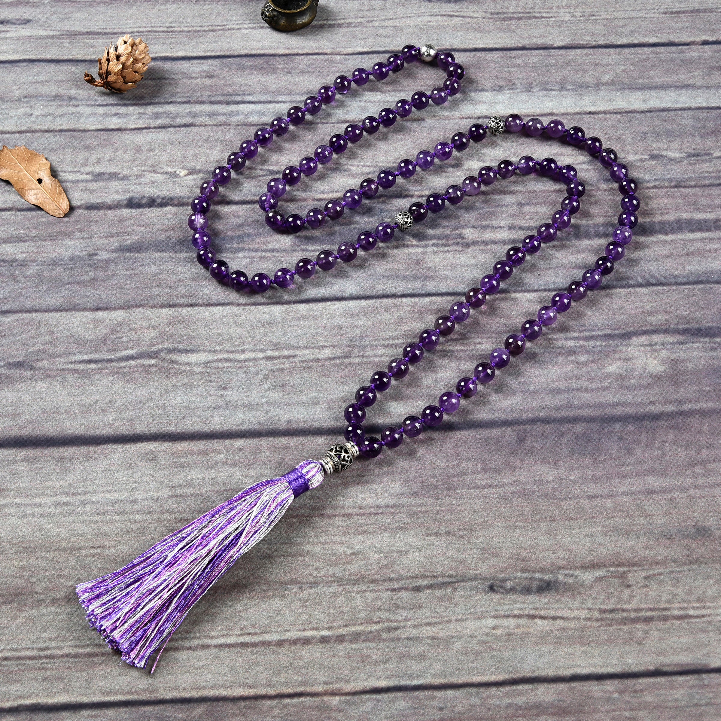 Amethyst Knotted Mala