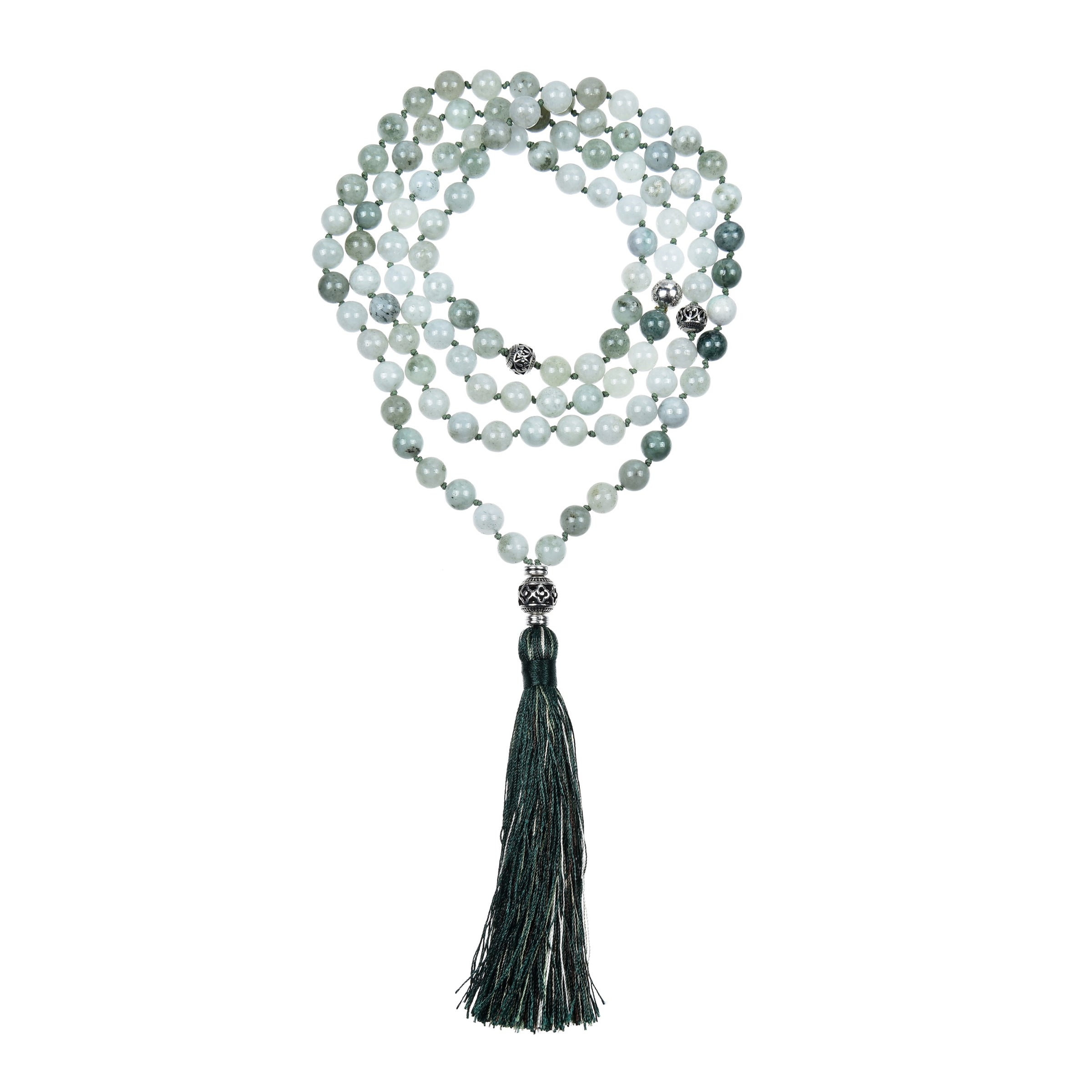 Mala Necklace | 108 Hand-Knotted 8mm Round Beads (Burma Jade)