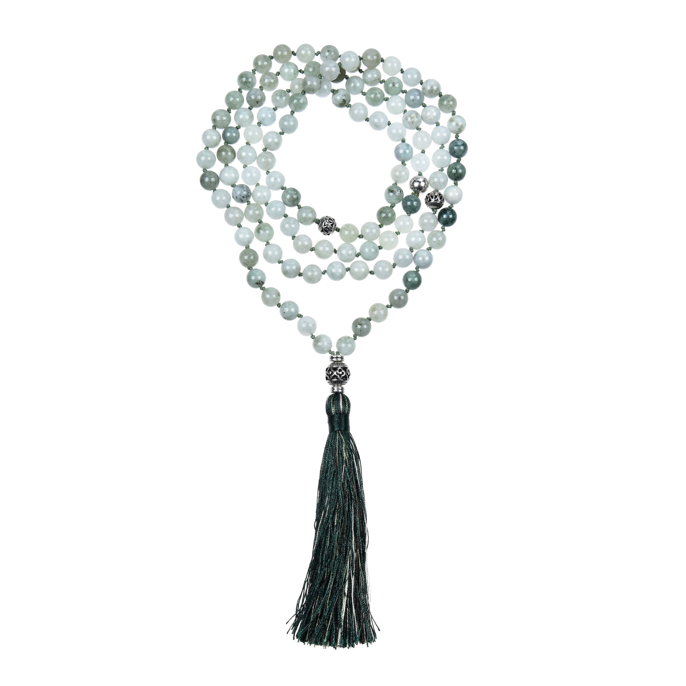 Cherry Tree Collection | Mala Necklace | 108 Hand-Knotted 8mm Round Beads (Burma Jade)