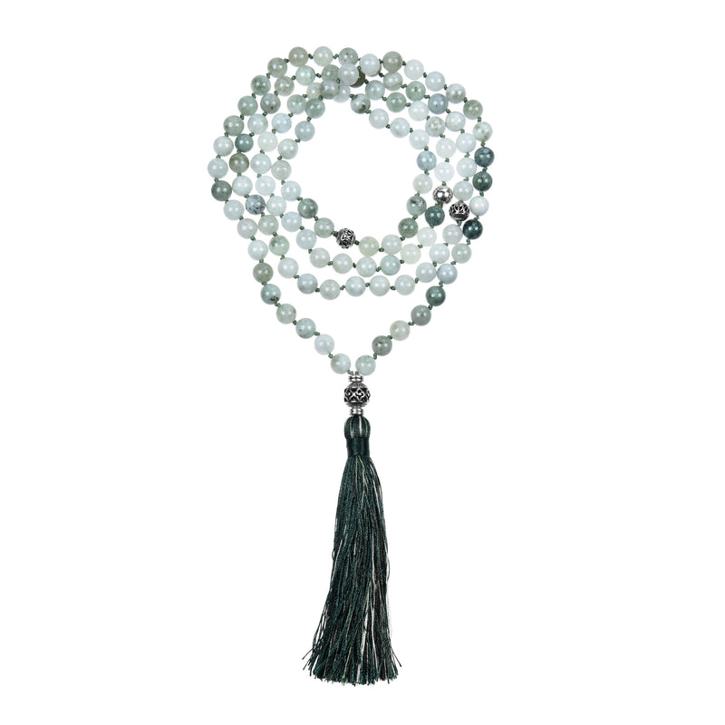 Cherry Tree Collection | Mala Necklace | 108 Hand-Knotted 8mm Round Beads (Burma Jade)