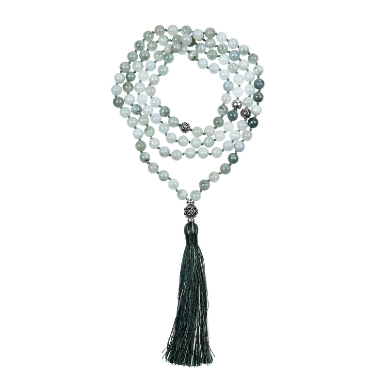 Mala Necklace | 108 Hand-Knotted 8mm Round Beads (Burma Jade)