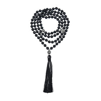 Mala Necklace | 108 Hand-Knotted 8mm Round Beads (Black Tourmaline)
