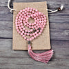 Mala Necklace | 108 Hand-Knotted 8mm Round Beads (Rose Quartz)