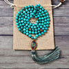 Cherry Tree Collection | Mala Necklace | 108 Hand-Knotted 8mm Round Beads (Tibetan Turquoise Howlite)