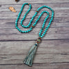 Cherry Tree Collection | Mala Necklace | 108 Hand-Knotted 8mm Round Beads (Tibetan Turquoise Howlite)
