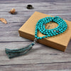 Mala Necklace | 108 Hand-Knotted 8mm Round Beads (Turquoise Howlite)