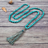 Mala Necklace | 108 Hand-Knotted 8mm Round Beads (Turquoise Howlite)