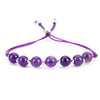 Cherry Tree Collection | Gemstone Bracelet | Adjustable Size Nylon Cord | 6mm Beads with sterling silver Spacers (Amethyst)