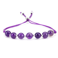 Cherry Tree Collection | Gemstone Bracelet | Adjustable Size Nylon Cord | 6mm Beads with sterling silver Spacers (Amethyst)