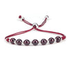Gemstone Bracelet | Adjustable Size Nylon Cord | 5mm Beads with sterling silver Spacers (Garnet)