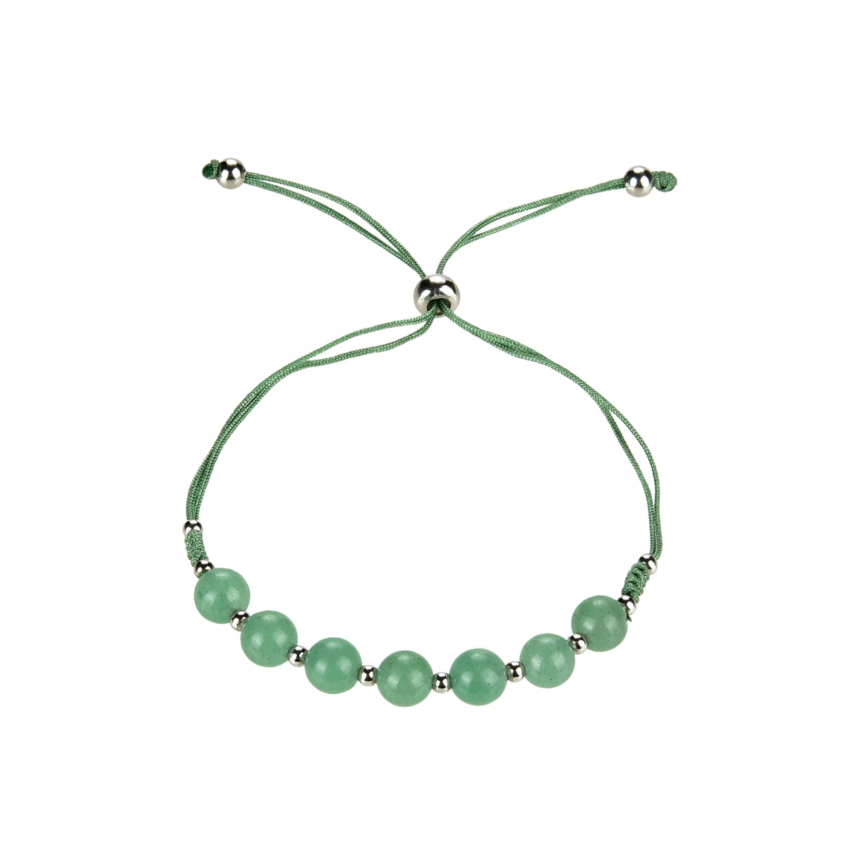 Cherry Tree Collection | Gemstone Bracelet | Adjustable Size Nylon Cord | 6mm Beads with sterling silver Spacers (Green Aventurine)