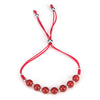 Gemstone Bracelet | Adjustable Size Nylon Cord | 6mm Beads with sterling silver Spacers (Deep Orange - Red Agate)