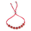 Cherry Tree Collection | Gemstone Bracelet | Adjustable Size Nylon Cord | 6mm Beads with sterling silver Spacers (Deep Orange - Red Agate)