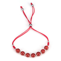 Cherry Tree Collection | Gemstone Bracelet | Adjustable Size Nylon Cord | 6mm Beads with sterling silver Spacers (Deep Orange - Red Agate)