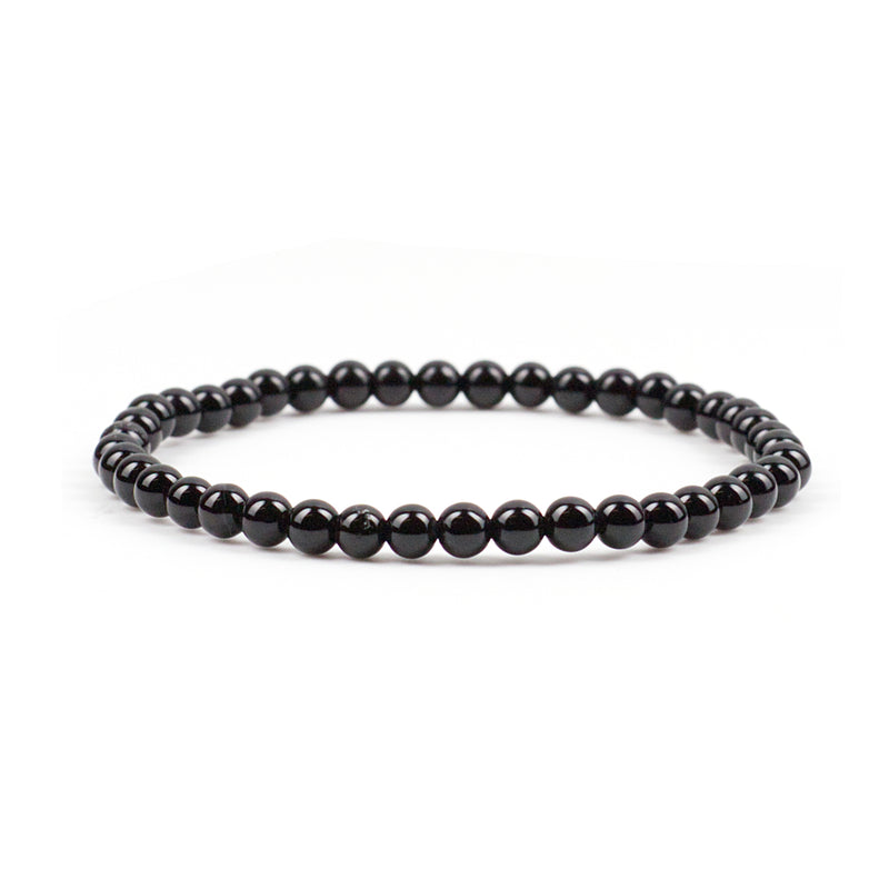 Stretch Bracelet | 4mm Beads (Black Agate)