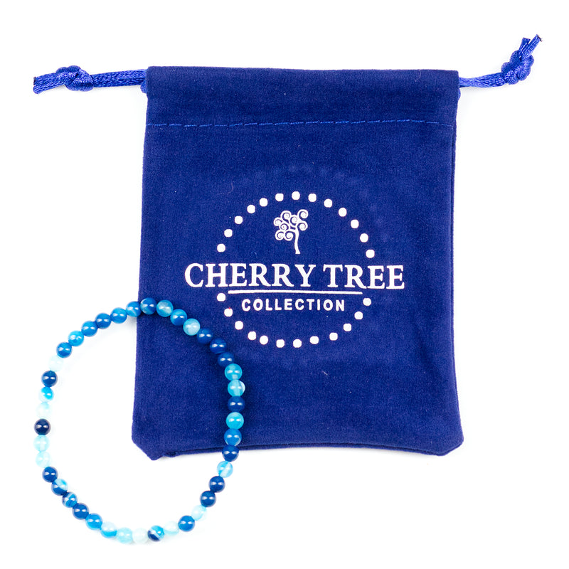 Stretch Bracelet | 4mm Beads (Lace Agate Blue)