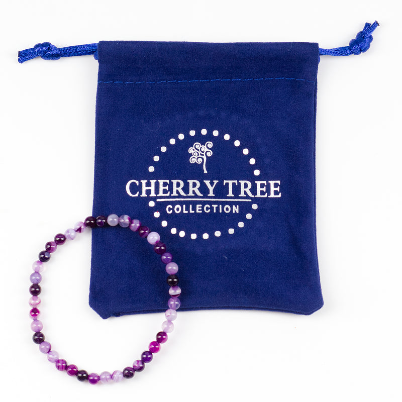Stretch Bracelet | 4mm Beads (Lace Agate Purple)