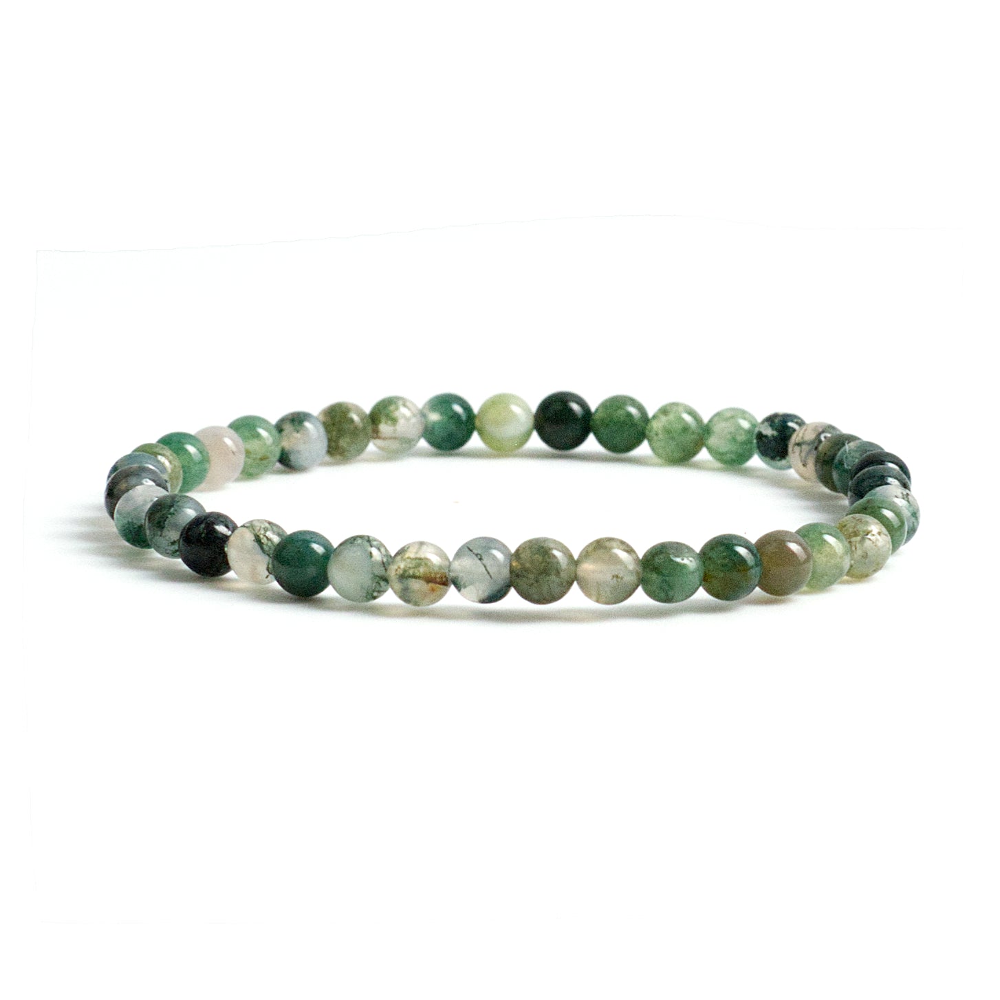 Stretch Bracelet | 4mm Beads (Moss Agate)