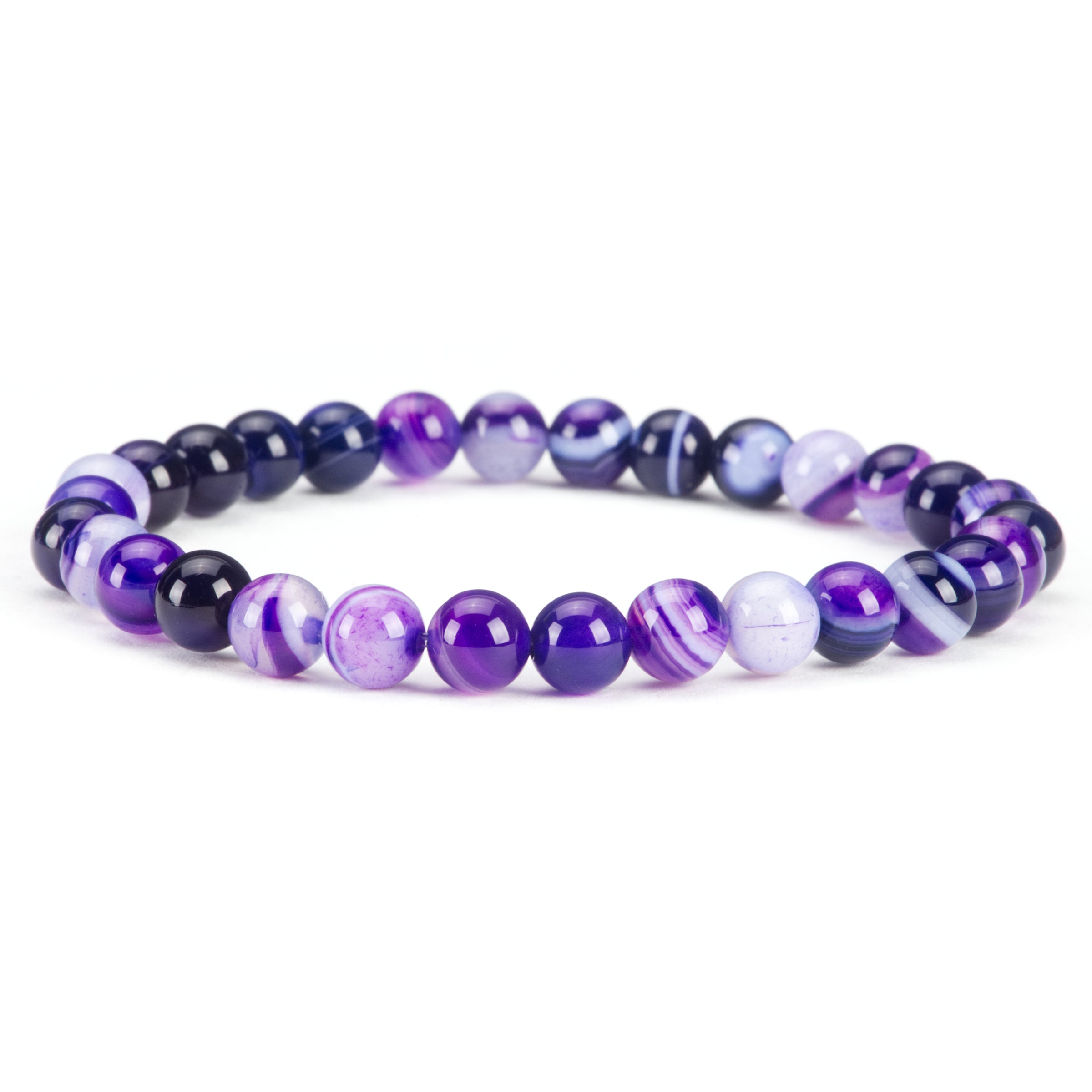 Stretch Bracelet | 6mm Beads (Lace Agate - Purple)