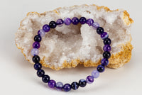 Stretch Bracelet | 6mm Beads (Lace Agate - Purple)