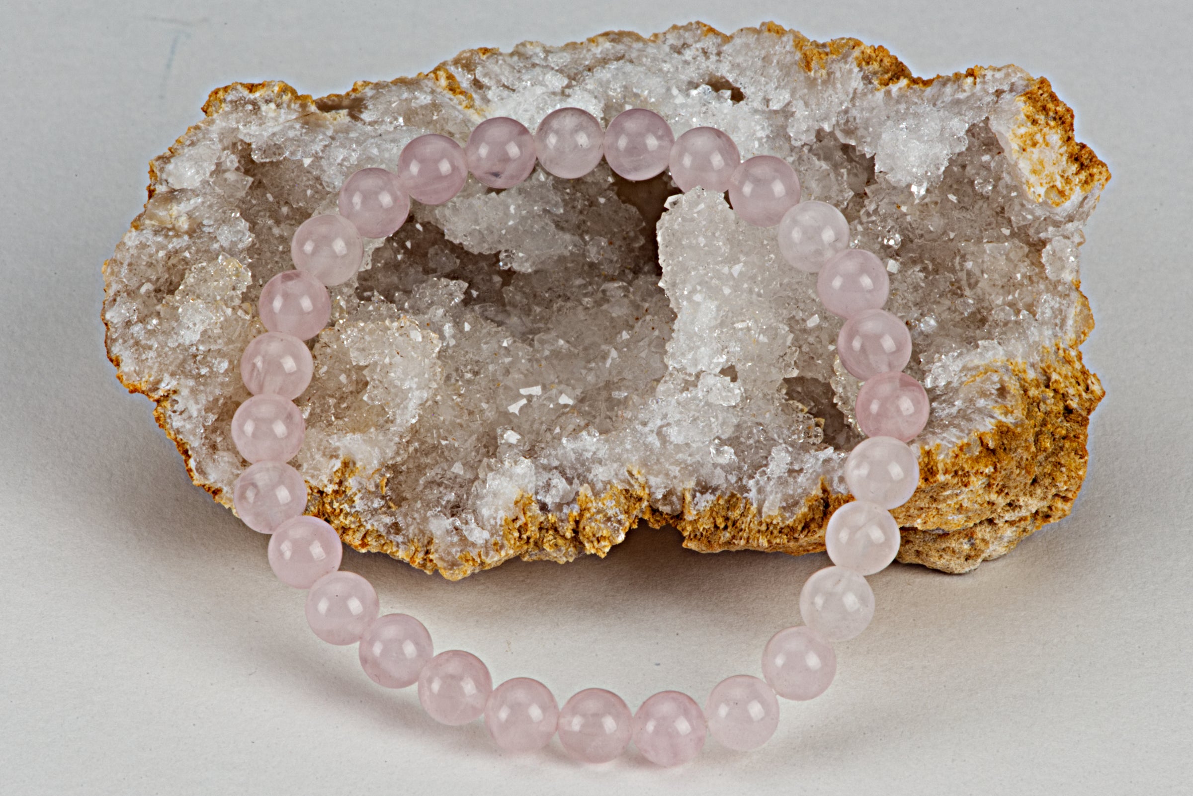 Madagascar Pink Quartz Bracelet 8mm Gemstone Stretch Crystal Bead Bracelet  (7.5)