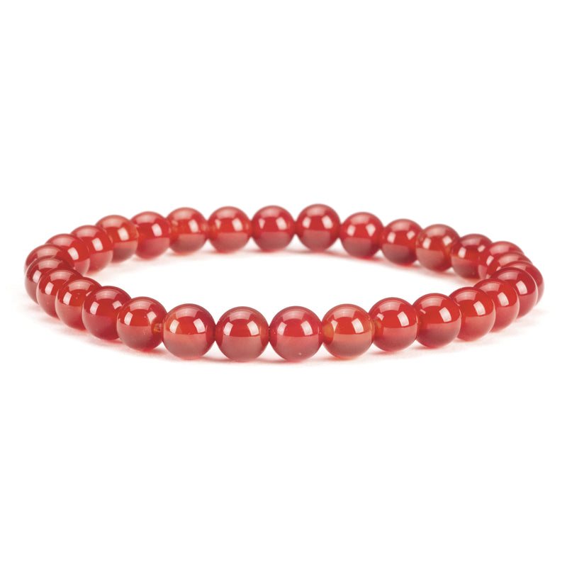 Stretch Bracelet | 6mm Beads (Deep Orange - Red Agate)