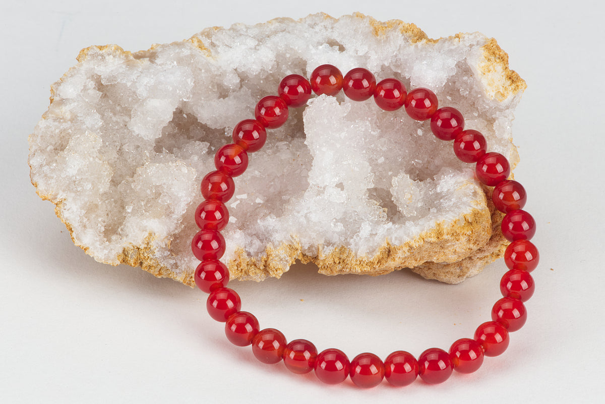 Stretch Bracelet | 6mm Beads (Deep Orange - Red Agate)