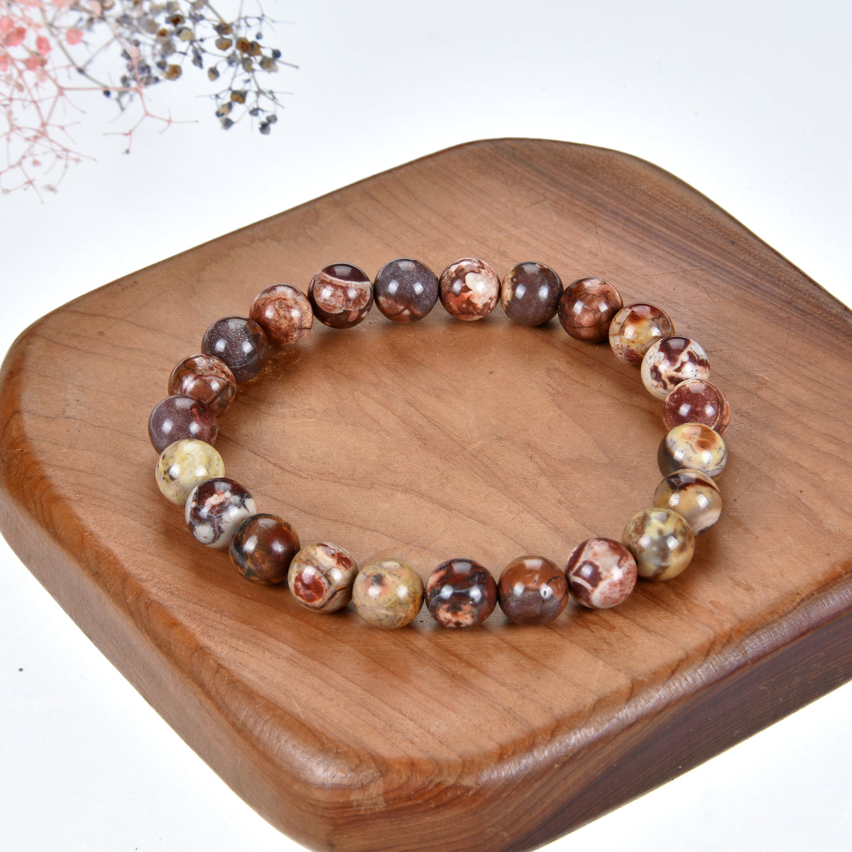 Stretch Bracelet | 8mm Beads (Birdseye Rhyolite)